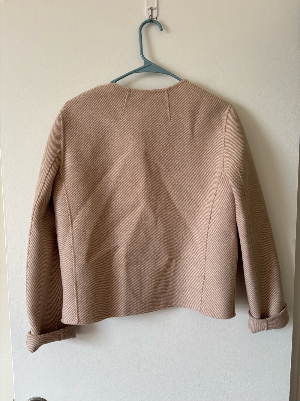 Theory Neutral Blush Collarless Wool Jacket - Picture 7 of 8